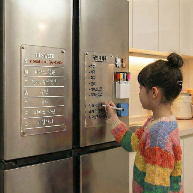 몸구연 냉장고 메모보드 붙이는 자석보드 2개 + 펜 7종, 아크릴