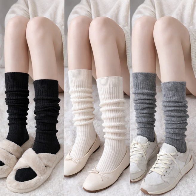 글로윅 골지 니삭스 미들삭스 3종세트