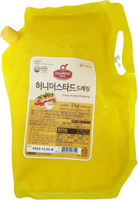 쉐프원 허니 머스터드 드레싱 2kg 샐러드 소스 과일 훈제오리 찍어먹는, 3개