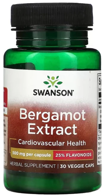 스완슨 베르가못 추출물 500mg 30 식물성 캡슐 베르가모트, 30정, 1개 - 쿠팡