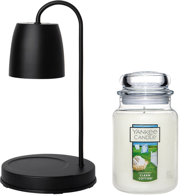 양키캔들 라지자 623 g 문나잇 캔들워머 세트 (국내산 밝기조절), 01 블랙, 04 클린 코튼