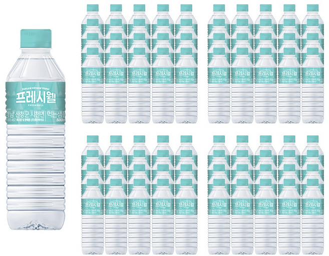 생수 프레시웰(유라벨/무라벨 랜덤발송), 80개, 500ml