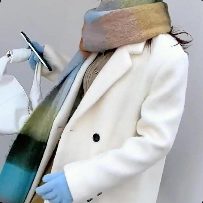 빅사이즈 체크패턴 니트머플러 여성 겨울 목도리 두꺼운 방한 롱스카프 보온용