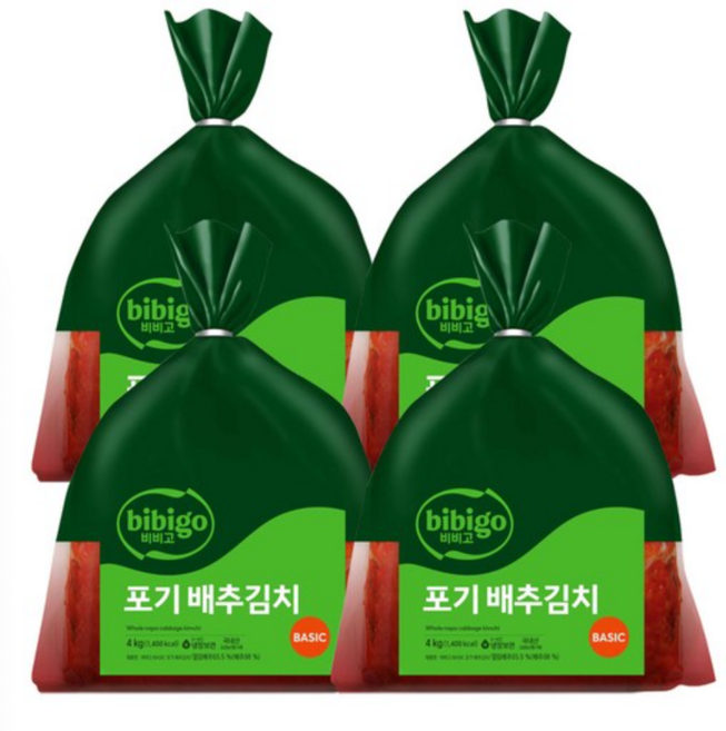비비고_베이직 포기 배추김치 4kg, 4개