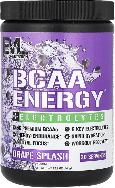 에볼루션뉴트리션 BCAA 에너지 플러스 전해질 그레이프 스플래시 345g (12.2oz), 6개 - 쿠팡