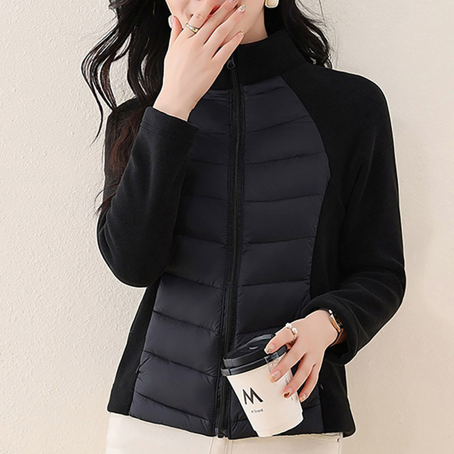 데일리쮸 여성 슬림핏 경량패딩 하이넥 집업