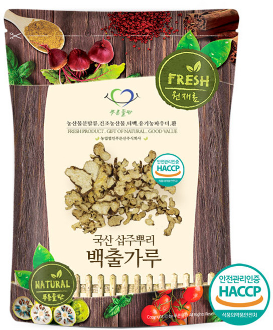 푸른들판 국산 백출 가루 분말 100% 삽주 뿌리 차 HACCP 인증, 1개, 100g