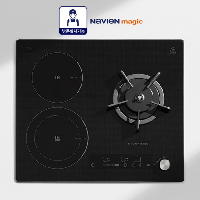 [전국무료설치] 나비앤매직 ERG-5003DN(구GRABI322) 가스 하이브리드 전기쿡탑 (인덕션2+가스레인지1) 빌트인/스탠딩형, LNG(도시가스), 빌트인(560X480), 직배송방문설치
