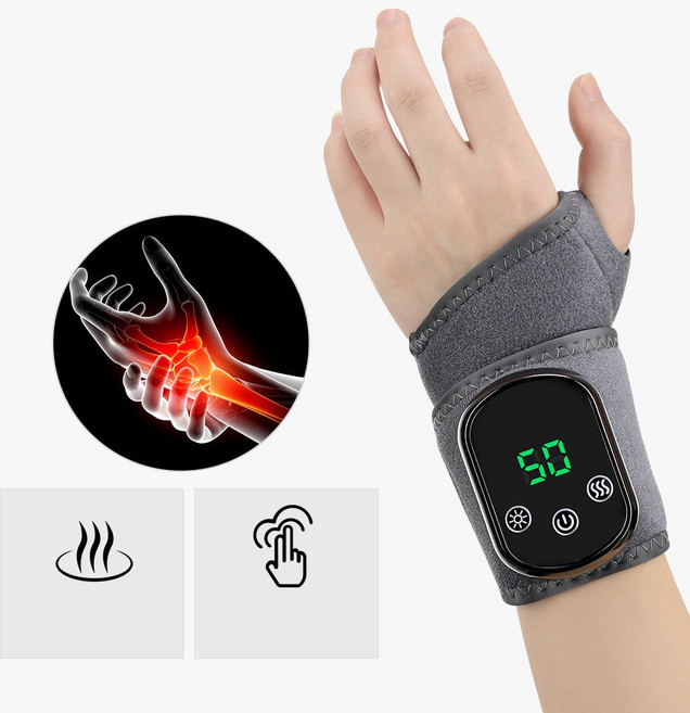 온열 저주파 손목 보호대 진동 마사지기 아대 무선 온찜질 마사지, 그레이