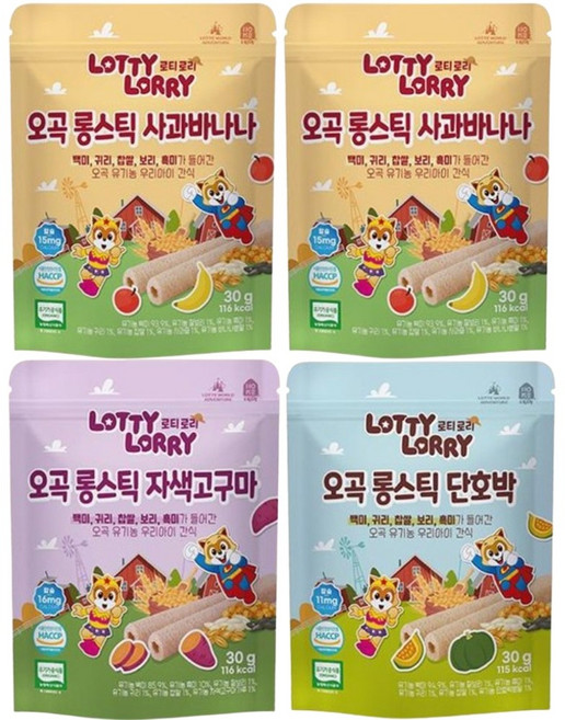 로티로리 오곡롱스틱 사과바나나2 단호박1 자색고구마1, 4개, 30g