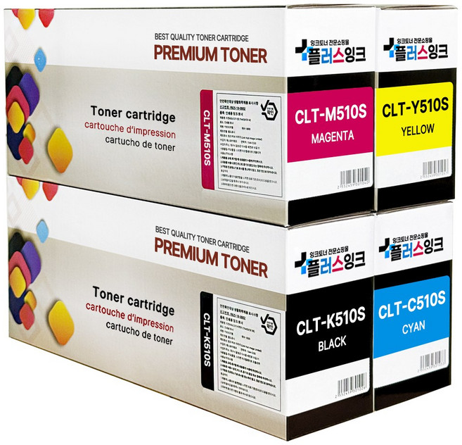 삼성 CLT-K510S C510S M510S Y510S SL-C513 SL-C513W SL-C563W SL-C563FW SL-C510W 재생토너, 4색세트 [검정,파랑,빨강,노랑], 1세트