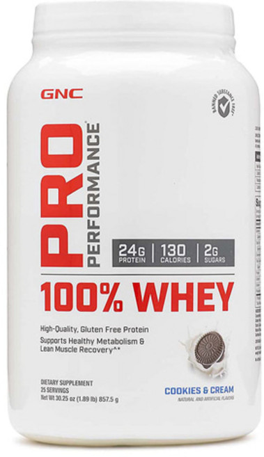 GNC 프로 퍼포먼스 웨이 프로틴 쿠키 & 크림, 1개, 857.5g
