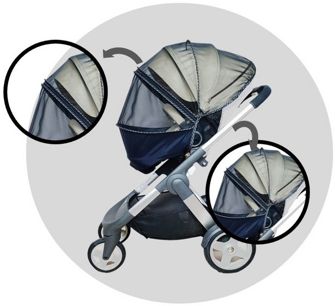 돈워리베이비 유모차 벌레차단 햇볕가리개 모기장덮개 커버, 화이트, 1개