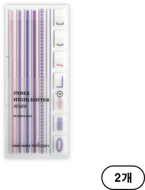 아이코닉 인덱스 롱 하이라이터 Mark 독서 플래그 밑줄 테이프 13 TWILIGHT, 20매, 2개, 13 트와일라잇