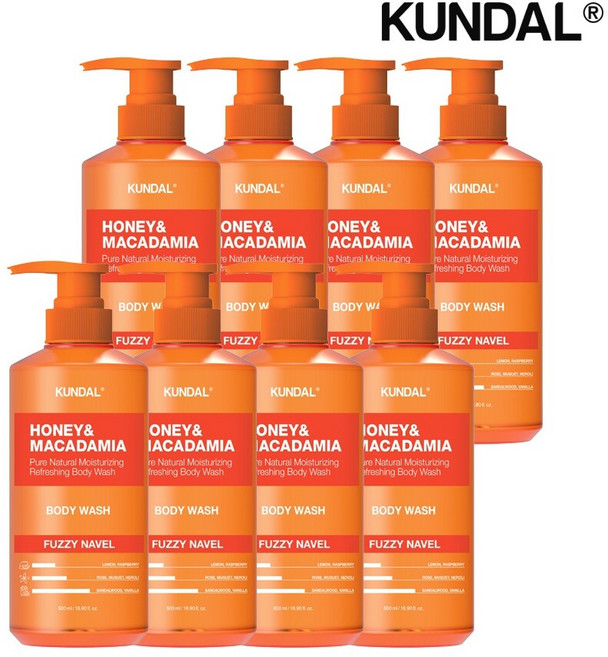 쿤달 허니 앤 마카다미아 퓨어 바디워시 퍼지네이블 500ml x8개, 8개