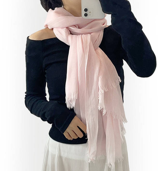 이너피아 여성 쉬폰 롱 스카프 빅사이즈 무지 스카프 자외선 차단 숄 스카프