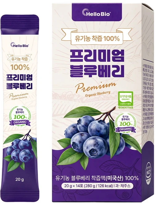 유기농 착즙 100% 프리미엄 블루베리, 280g, 1개 - 쿠팡