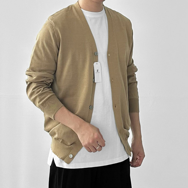 다이나믹피플 남성용 기본 베이직 브이넥 무지 니트 가디건