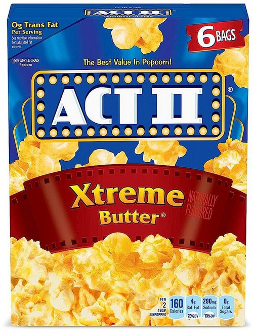 Act II Xtreme Butter 전자레인지 팝콘 78g(2.7온스) 6개입 백 377164, 1개, 78g