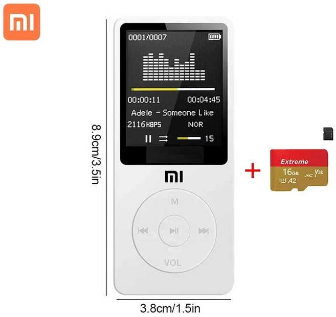 Xiaomi Mp3 음악 플레이어 무손실 휴대용 Fm 라디오 외부 초박형 MP4 스포츠 워크맨 레코더 사진 Viewe, 05 WHITE 16G