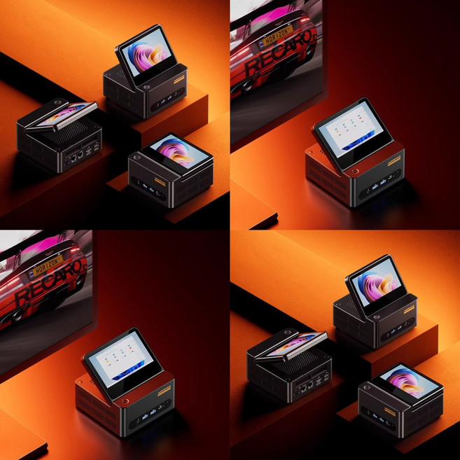 AOOSTAR 아우스타 G-FLIP 미니PC 프리미어버전 레이젠 R7-8745HS/R7PRO-8745HS/R9PRO-8945HS/5인치스크린 독립OCUlink 트루펙트신상, G-FLIP버전(R7-8745HS), Free DOS, 0GB, 0GB, 블랙