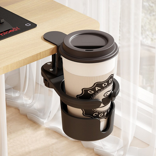 아킴 무타공 회전형 책상 컵홀더 사무실 컵홀더 텀블러 거치대 테이블 컵홀더, 1개, 블랙