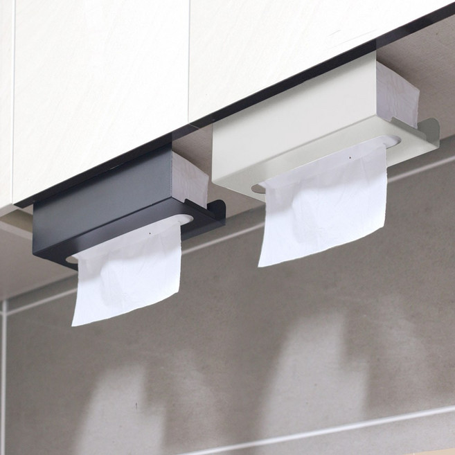 모나코올리브 모노 싱크상단걸이 티슈 디스펜서 2종 세트, 크림화이트 + 블랙, 2개