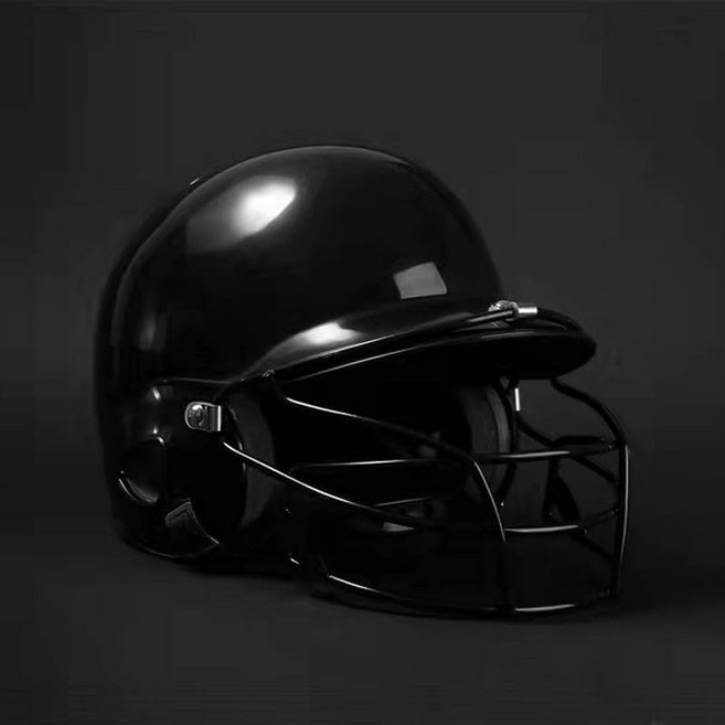 검투사 헬멧 야구 초경량 우타 안면 보호 유소년 타자 유광, 성인용 블랙+안면 보호구, 1개