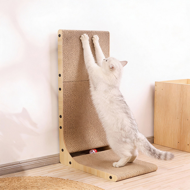 티유 벽면형 수직 고양이 스크래쳐, 1개, 브라운