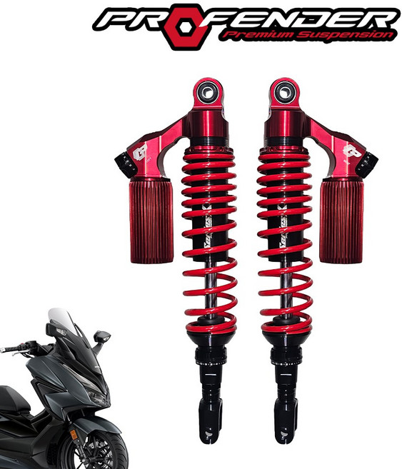 혼다 포르자350 프로펜더 X플러스 시리즈 레드 쇼바 385-400mm, 1개, X시리즈 가스 쇼바 블랙