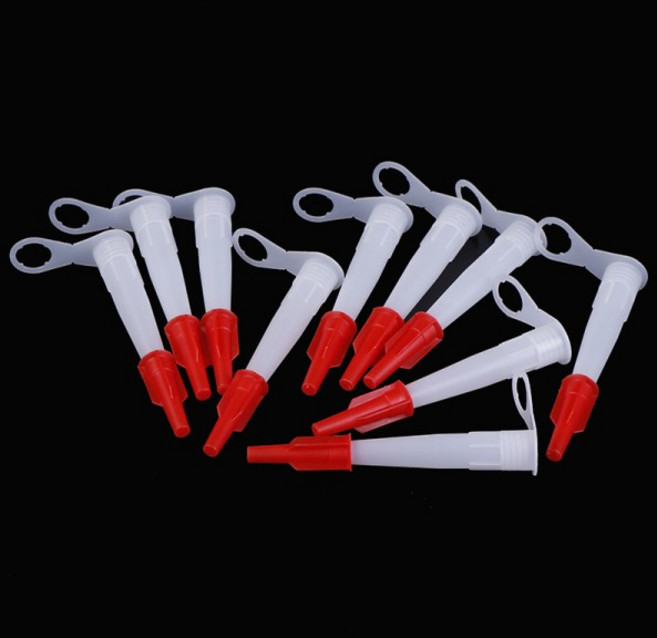 코킹 건 노즐 예비 실리콘 깍지 튜브 빨간색 캡 씰링 가정용 실란트 도구 10 개, 1개