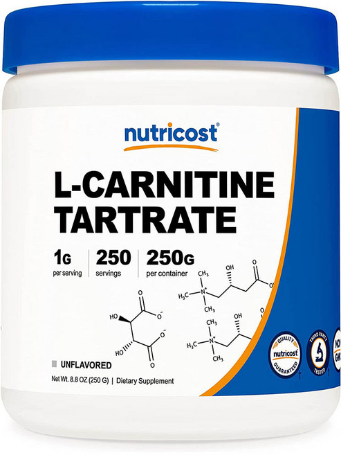 Nutricost L-Carnitine Tartrate 뉴트리코스트 L 카르니틴 파우더 8.8oz(250g), 1개, 250g