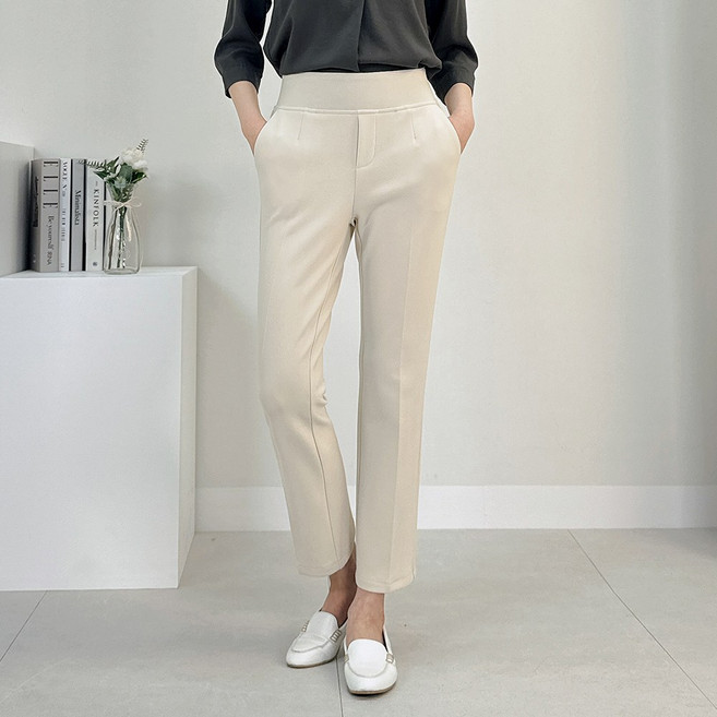 여성용 루이 밴딩 슬랙스 하이웨스트 스판바지 빅사이즈 S~3XL 허리밴딩 키작녀 슬랙스 정장바지 오피스룩 유니폼 출근룩