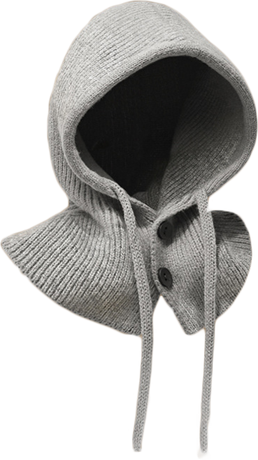 겨울 니트 바라클라바 와이드핏 후드 넥워머 방한 모자, 3.단추ver / 그레이, 1개