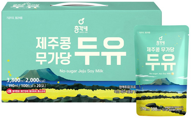 총각네 제주콩 무가당 두유, 190ml, 20개