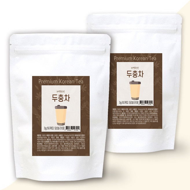 자연한잔 두충차 텀블러용 주문후생산 국내산, 2개, 50개입, 3g