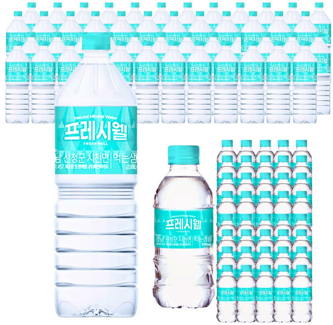 프레시웰 PH8.2약알칼리수 2L 18병+500ml 40병 생수 샘물
