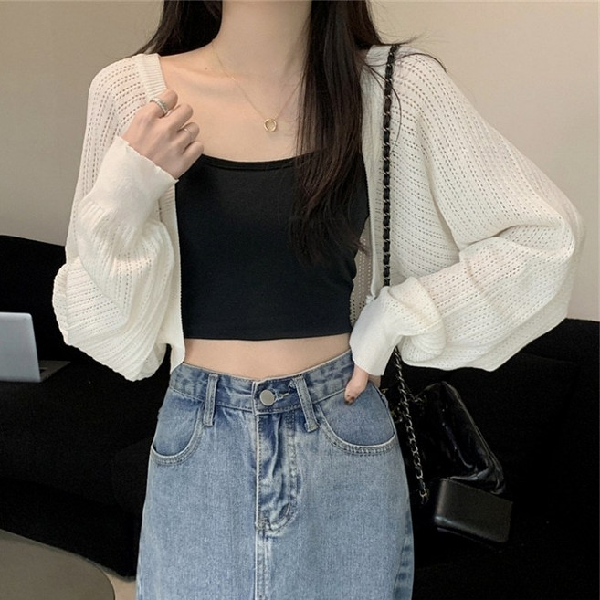 아이엠몽 여성 펀칭 볼레로 크롭 가디건