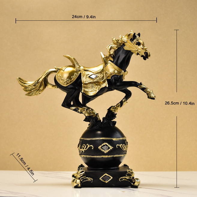 馬擺件 歐式樹脂雕塑工藝品 家居辦公室裝飾, 馬上招財黑色