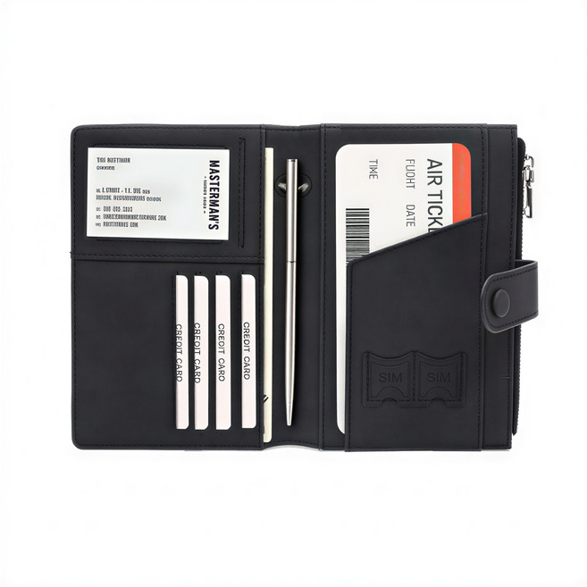 가죽 RFID차단 여행용 여권 파우치 지갑