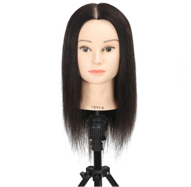 비너스가발 100%인모 16인치 연습용통가발 블랙, 1개