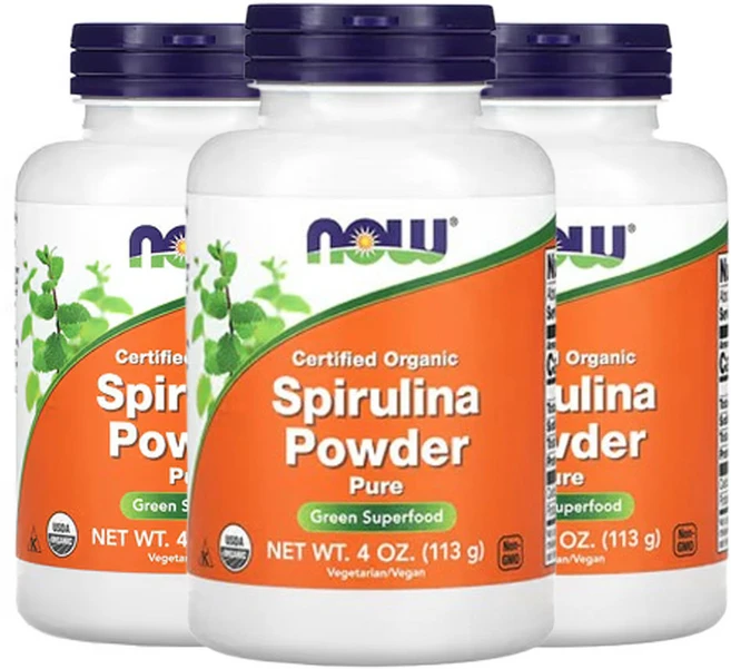 2+1 나우 푸드 유기농 인증 스피룰리나 분말 순수 성분 113g, 3개 - 쿠팡