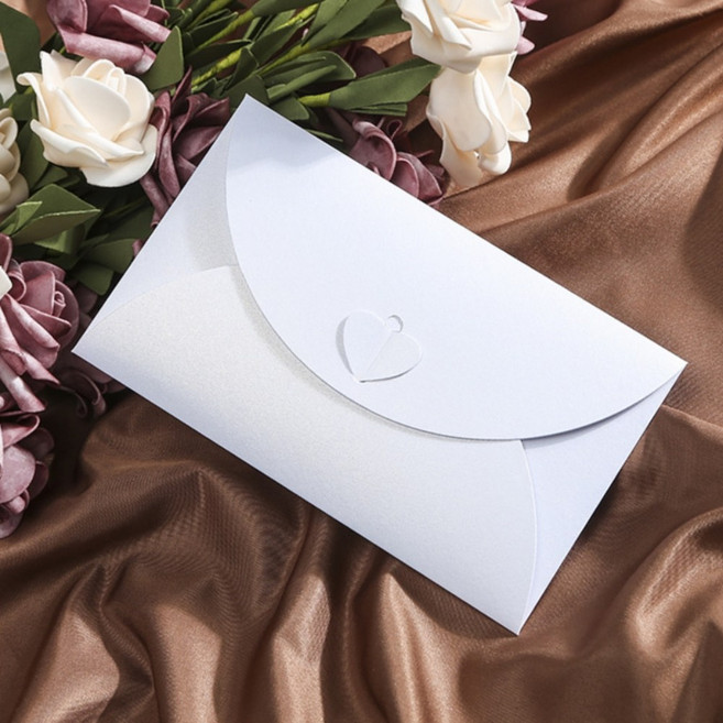 나인샵 고급 진주 펄 하트 편지 용돈 봉투, 20개입, 화이트