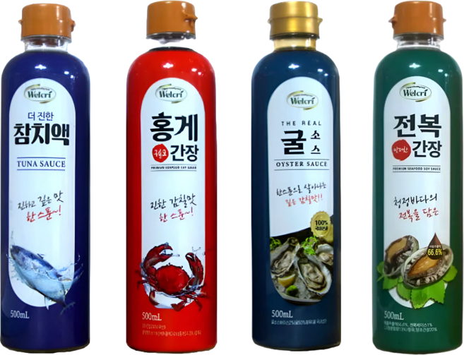 참치액+홍게간장+전복간장+굴소스 4종 세트 요리필수 만능조미료, 1세트, 2L