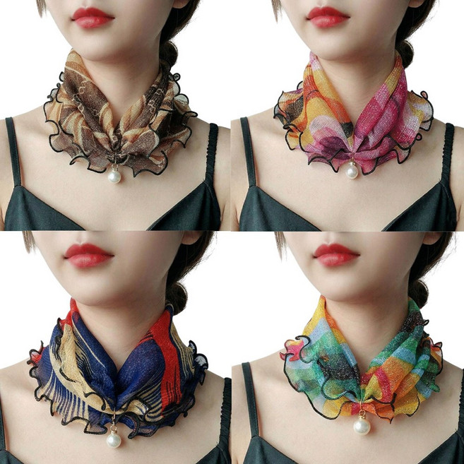 디아픽 4세트 스카프 쁘띠 쉬폰 진주 여름