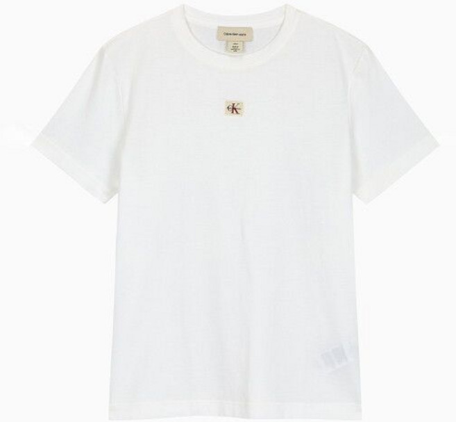 (매장)캘빈클라인 [캘빈클라인 진] [CK] 여성 우븐라벨 클래식 핏 반팔 티셔츠 47F227G YAF 228910