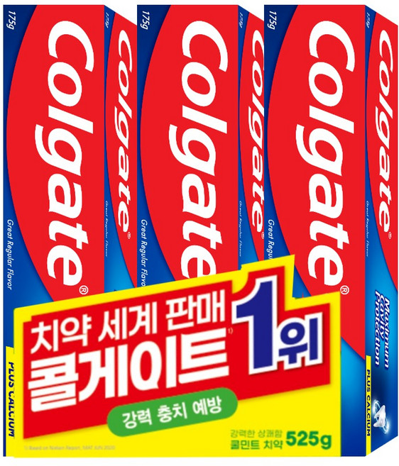 콜게이트 고불소 충치예방 온가족 데일리 치약 레귤러 [175], 175g, 3개