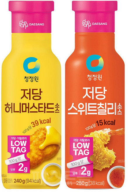 청정원 저당 허니머스타드소스 240g + 저당 스위트칠리소스 250g 세트, 1세트, 490g