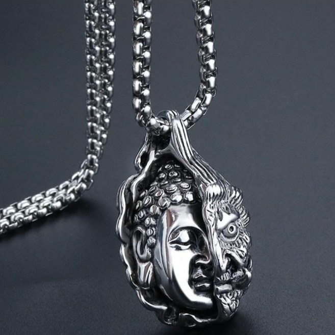 Makone 목걸이 부처 악마 남자 패션 빈티지