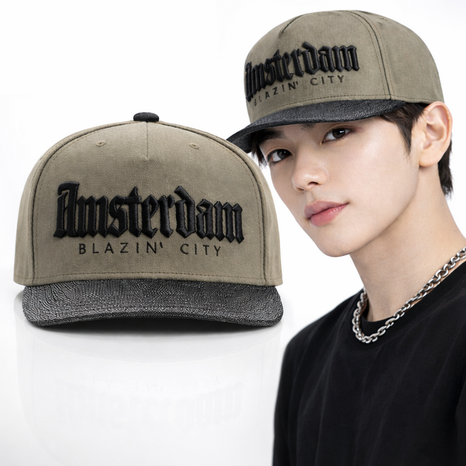 WYS 스트릿 암스테르담 자수 스냅백 힙합 볼캡 남녀공용 모자